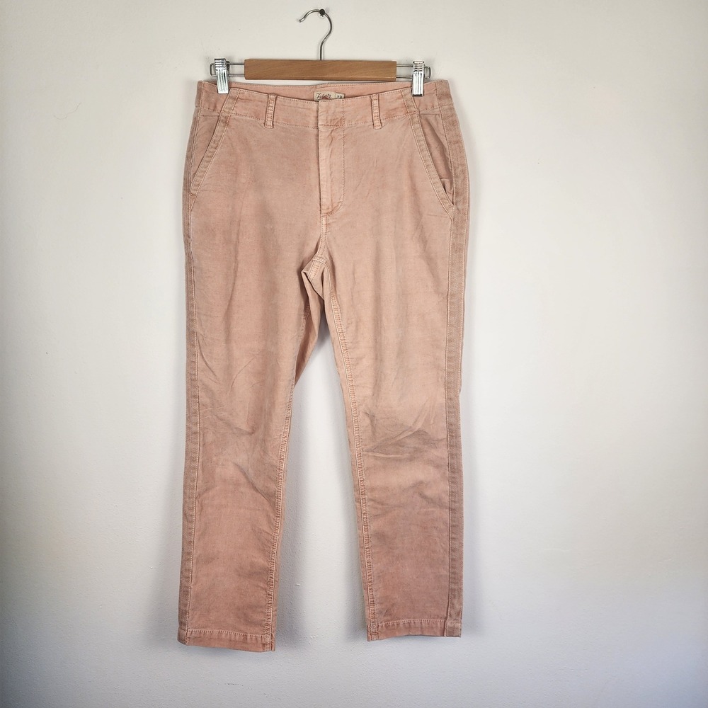 Faherty Casual Pants Velvet Pockets Cotton Blend Pink Straight‎ Leg Size 26